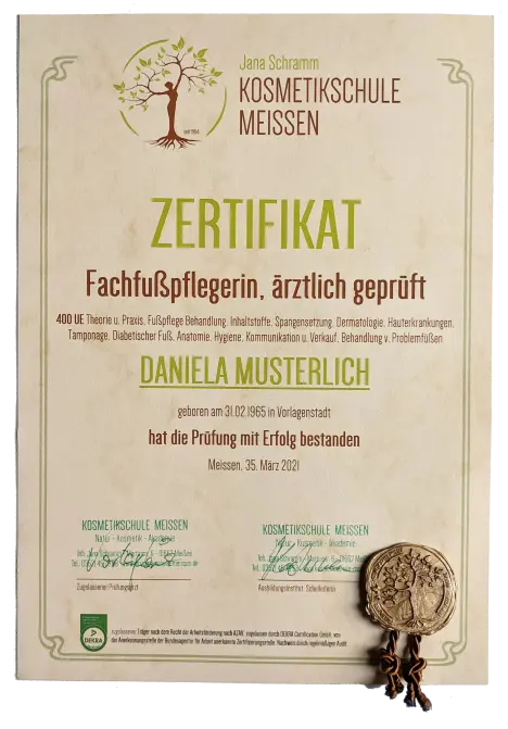 Zertifikat - Wellness Akademie Radebeul